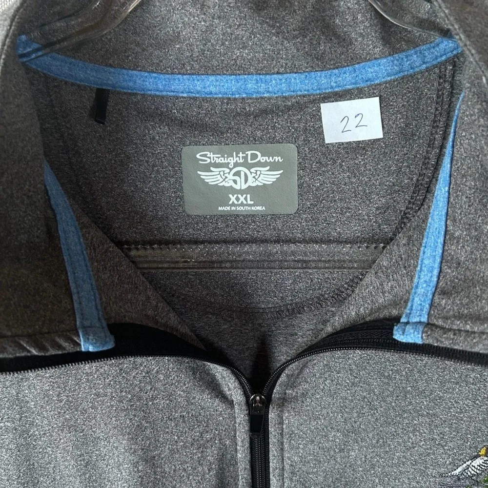 Straight Down Mens XXL Gray Heather Quarter Zip Golf Pullover Performance Shirt‎